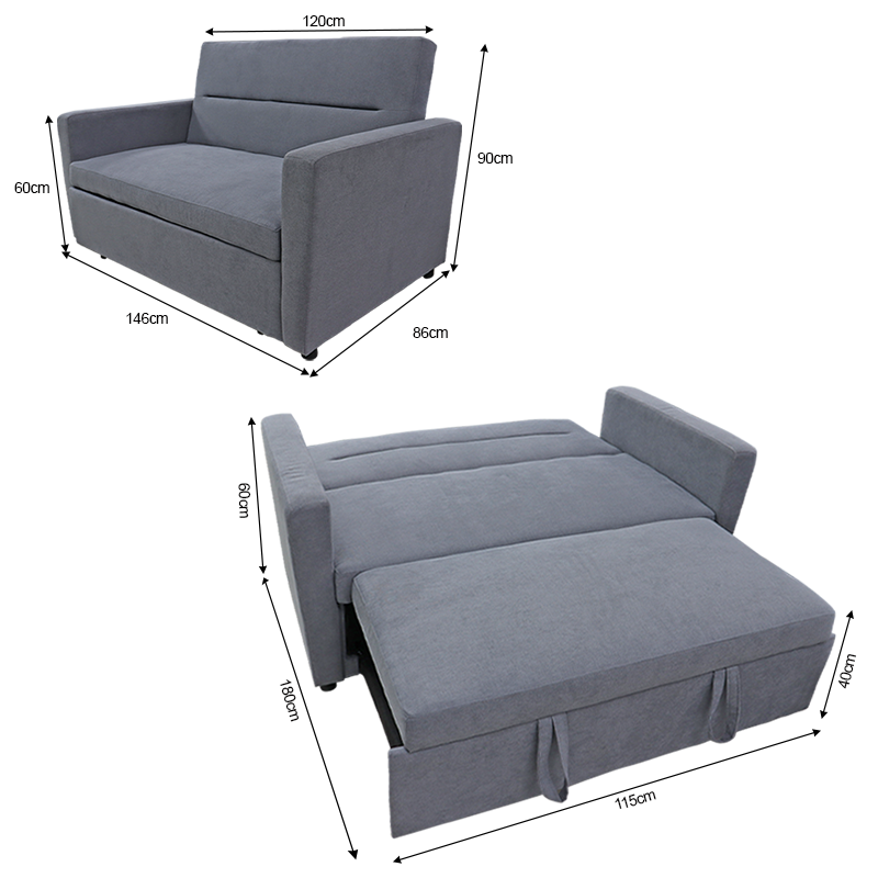 Sofá cama | color gris | modelo H309165B