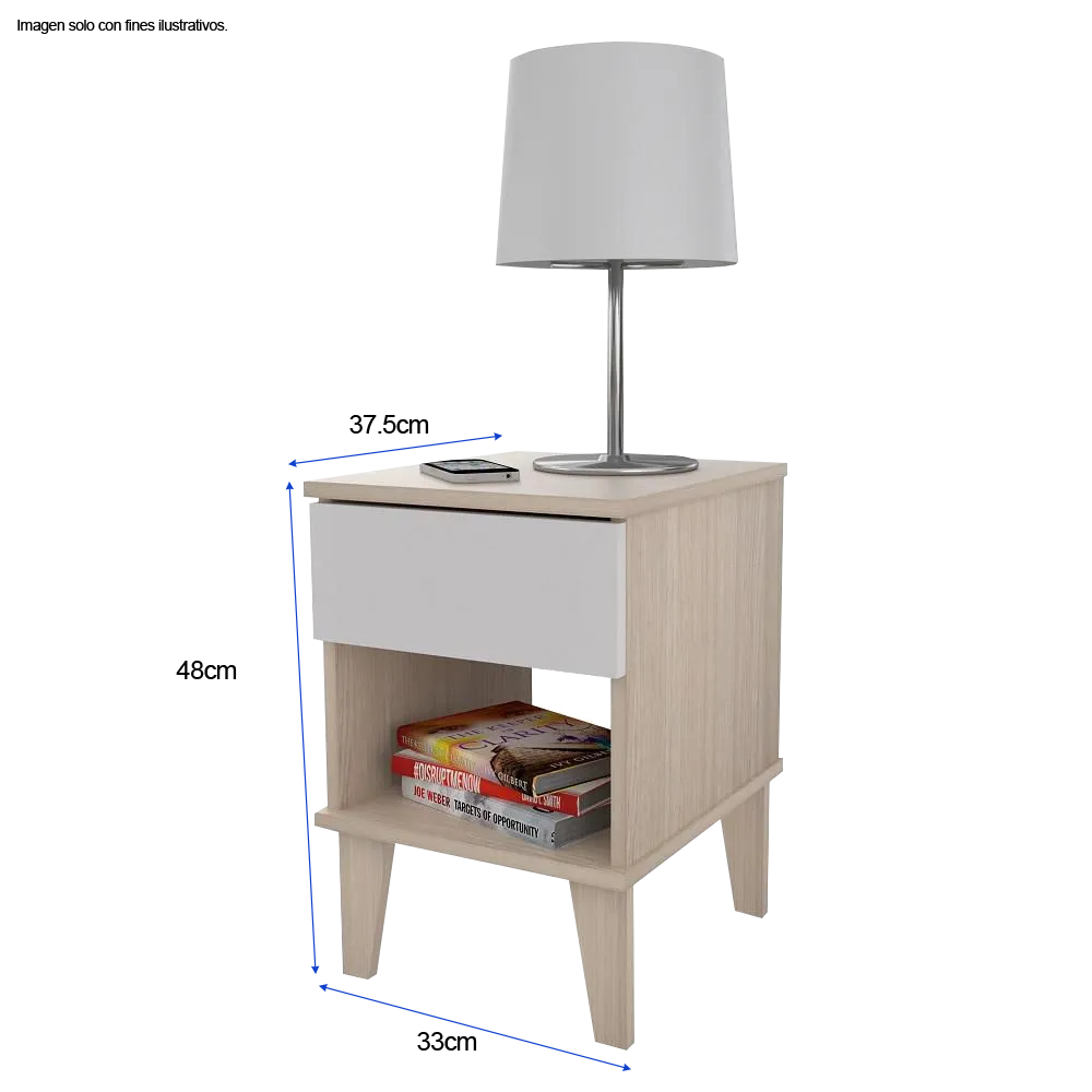 Mesa de noche MN6110 blanco amareto MDF