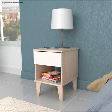 Mesa de noche MN6110 blanco amareto MDF
