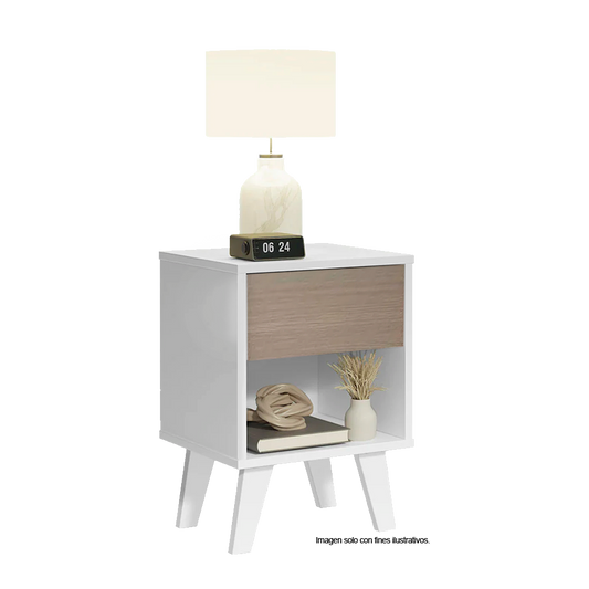 Mesa de noche MN6110 blanco amareto MDF