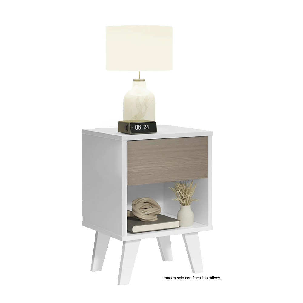 Mesa de noche MN6110 blanco amareto MDF