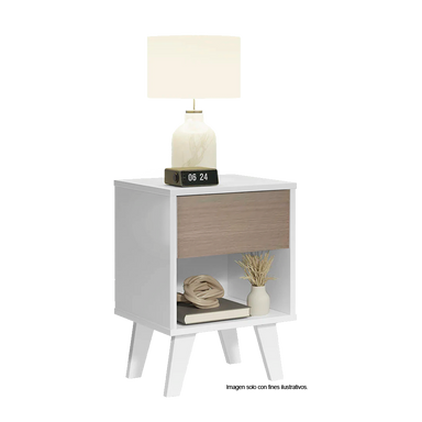 Mesa de noche MN6110 blanco amareto MDF