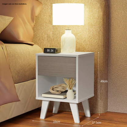 Mesa de noche MN6110 blanco amareto MDF