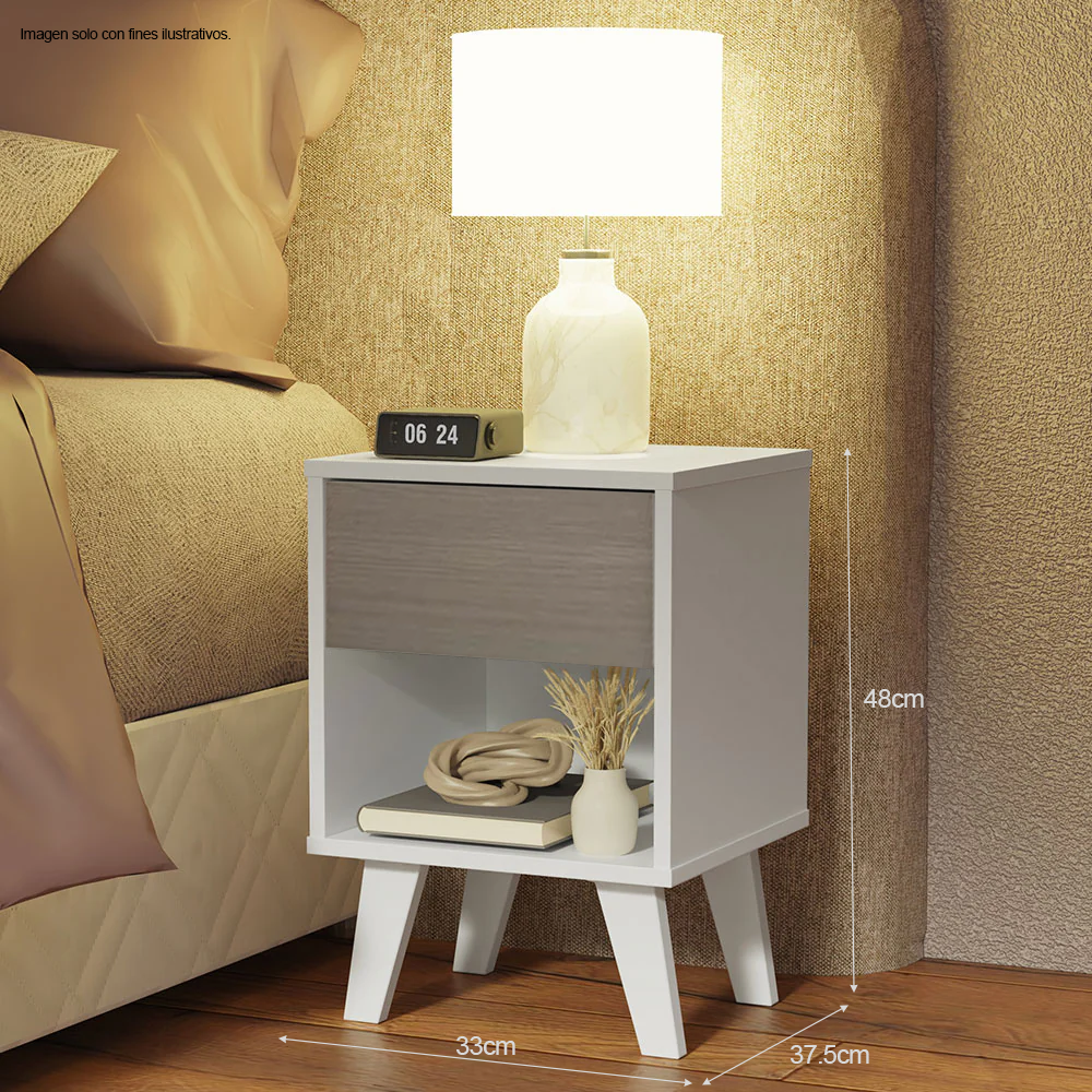 Mesa de noche MN6110 blanco amareto MDF