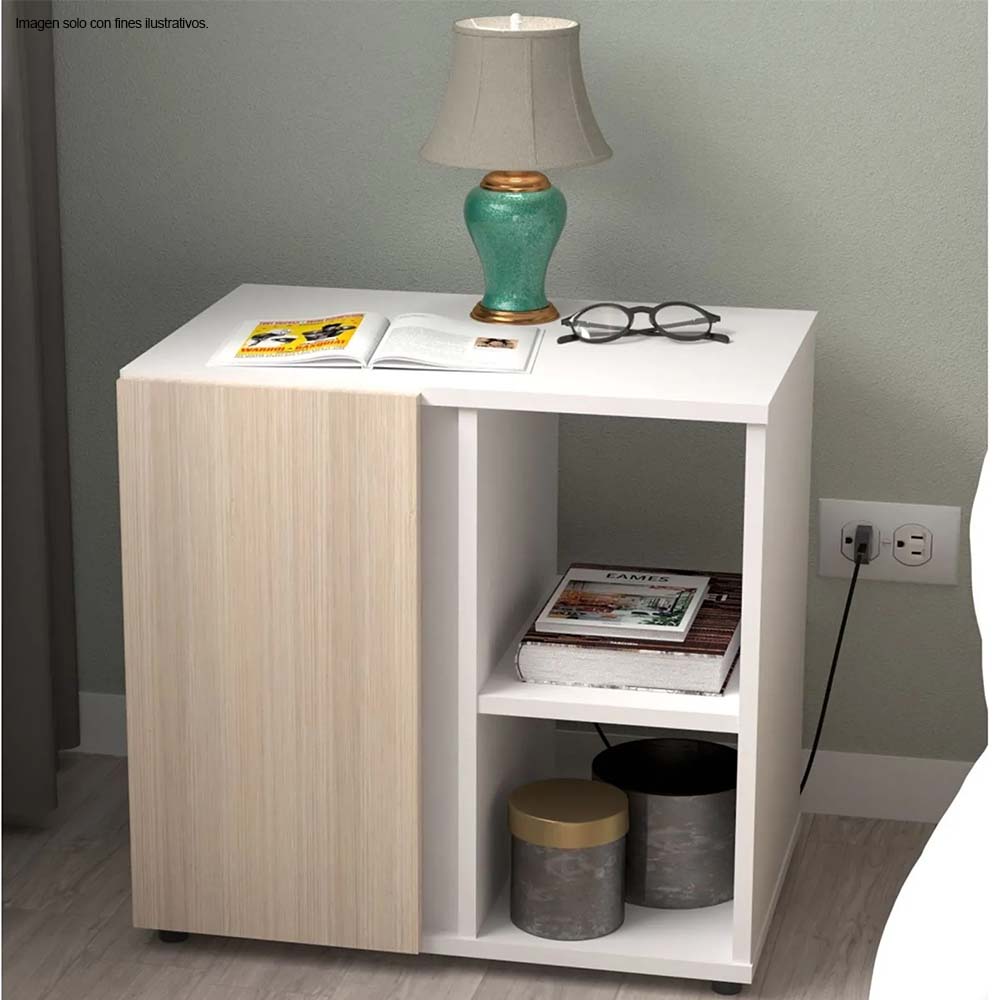 Mesa de noche MN5310 color blanco / arena