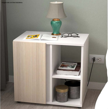 Mesa de noche MN5310 color blanco / arena