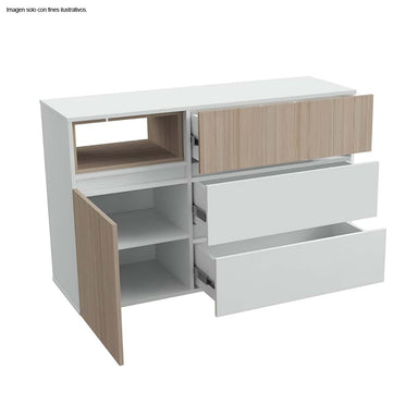 Cómoda COM10428 3 gavetas y 1 puerta, color arena+blanco inval