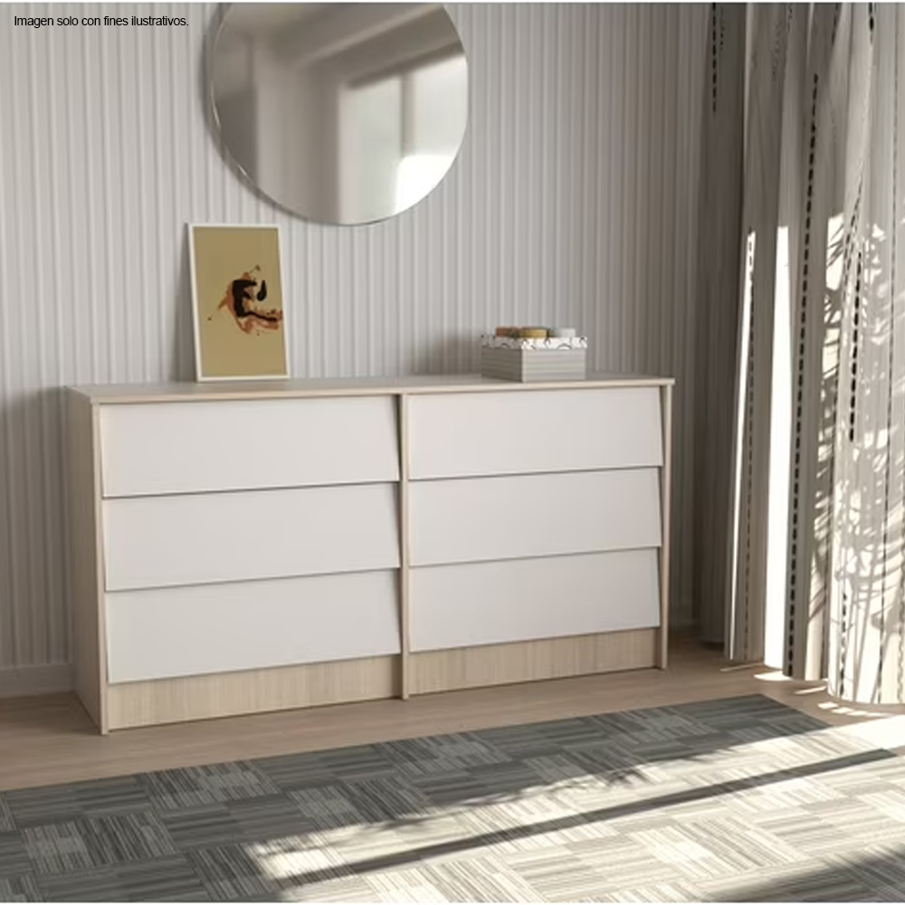 Comoda COM10128 color arena/blanco 6 cajones MDF