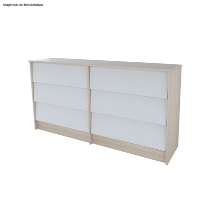 Comoda COM10128 color arena/blanco 6 cajones MDF