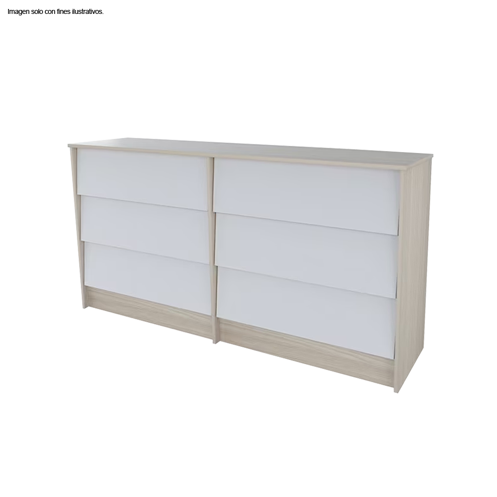 Comoda COM10128 color arena/blanco 6 cajones MDF