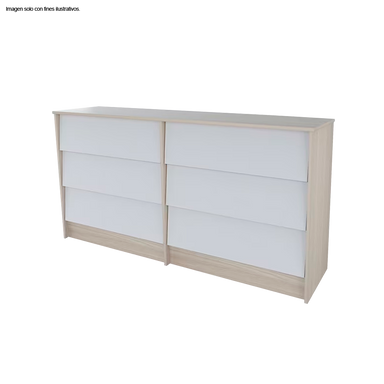 Comoda COM10128 color arena/blanco 6 cajones MDF