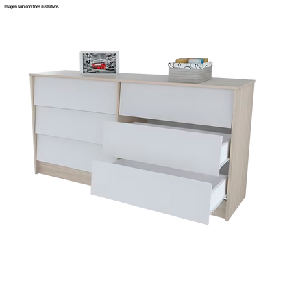 Comoda COM10128 color arena/blanco 6 cajones MDF