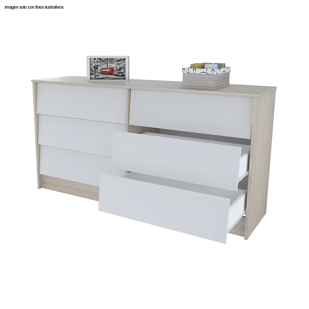Comoda COM10128 color arena/blanco 6 cajones MDF