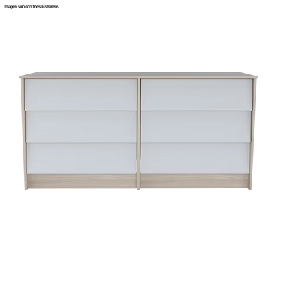 Comoda COM10128 color arena/blanco 6 cajones MDF