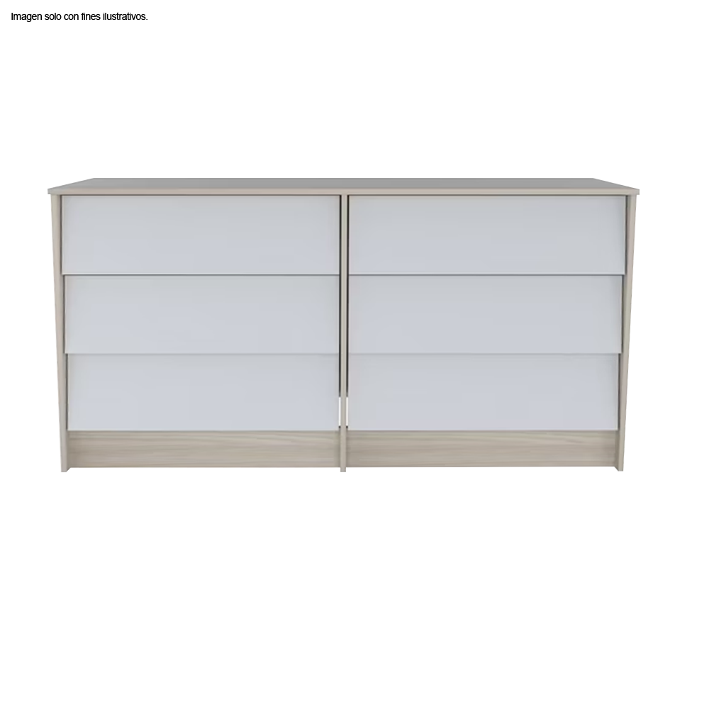 Comoda COM10128 color arena/blanco 6 cajones MDF
