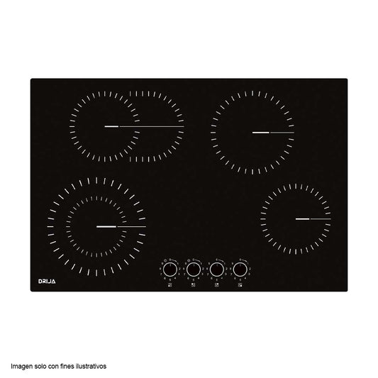 Estufa eléctrica Bari 76 Drija, Vitroceramica, perillas de lujo 4 quemadores eléctricos EGO.
