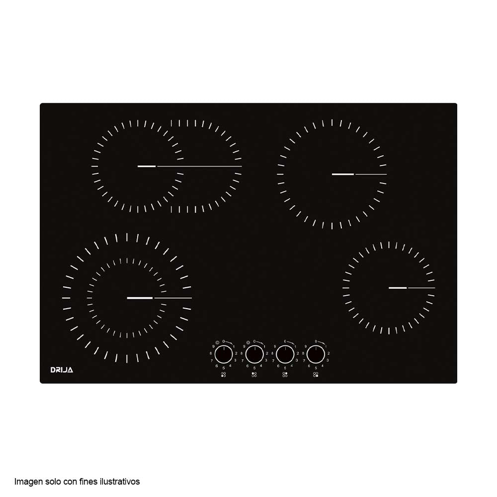 Estufa eléctrica Bari 76 Drija, Vitroceramica, perillas de lujo 4 quemadores eléctricos EGO.
