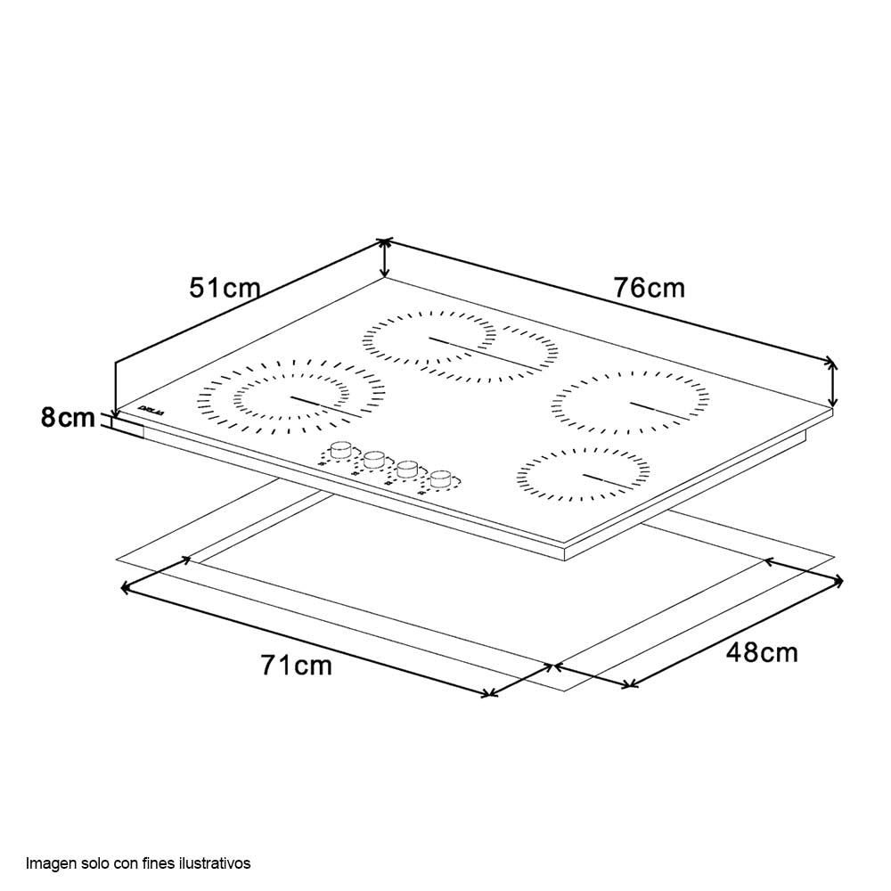 Estufa eléctrica Bari 76 Drija, Vitroceramica, perillas de lujo 4 quemadores eléctricos EGO.