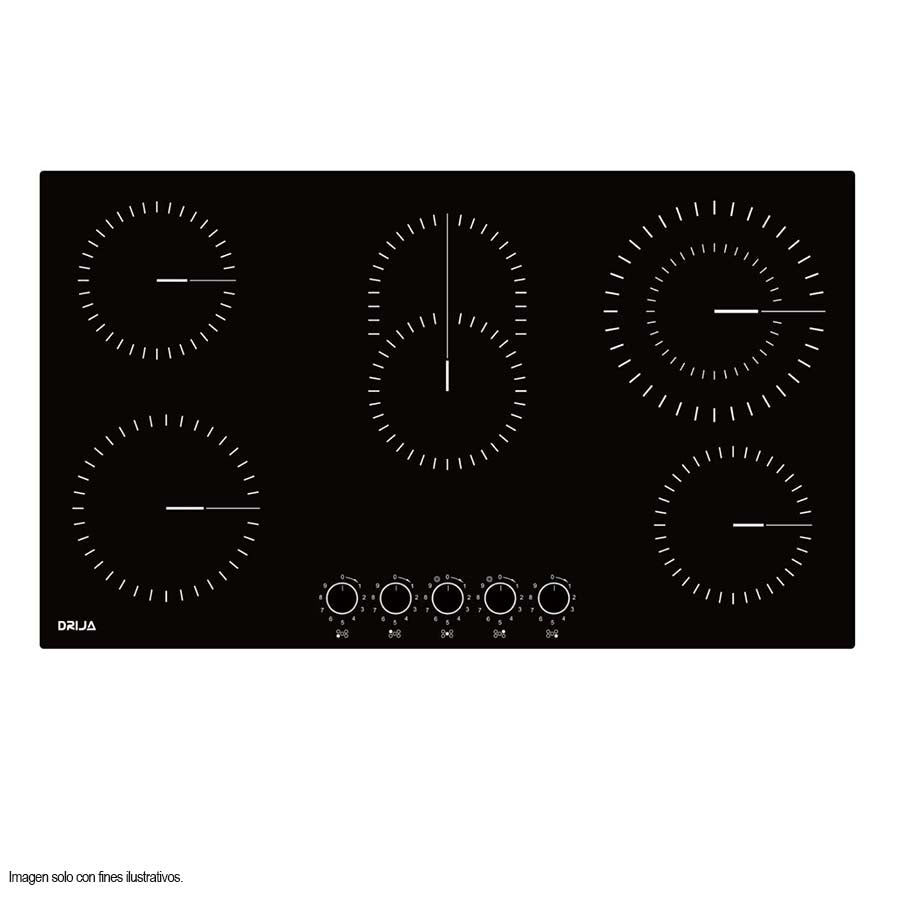 Estufa eléctrica Bari 90 Drija 5 quemadores EGO, perillas de lujo 9 niveles de potencia.