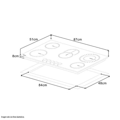 Estufa eléctrica Bari 90 Drija 5 quemadores EGO, perillas de lujo 9 niveles de potencia.