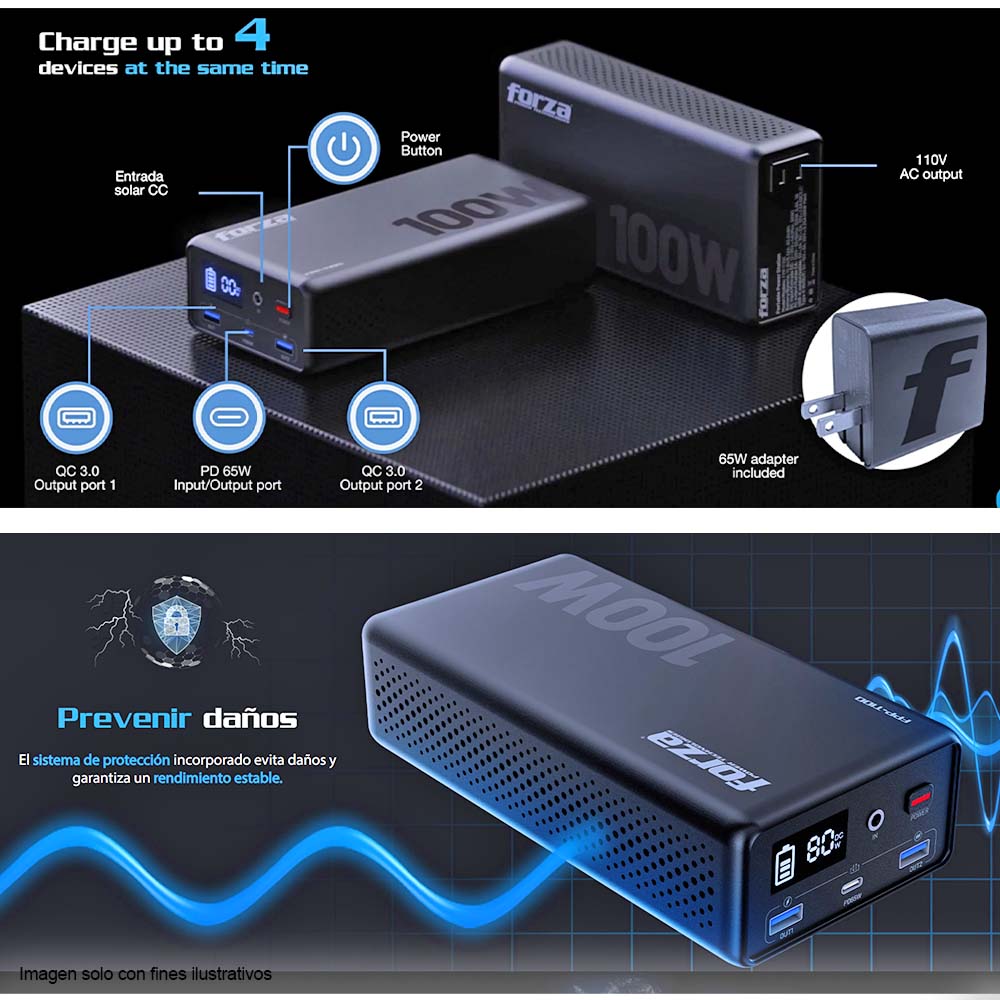 Estación portable FPP-T100 Forza 100W 1AC/3DC