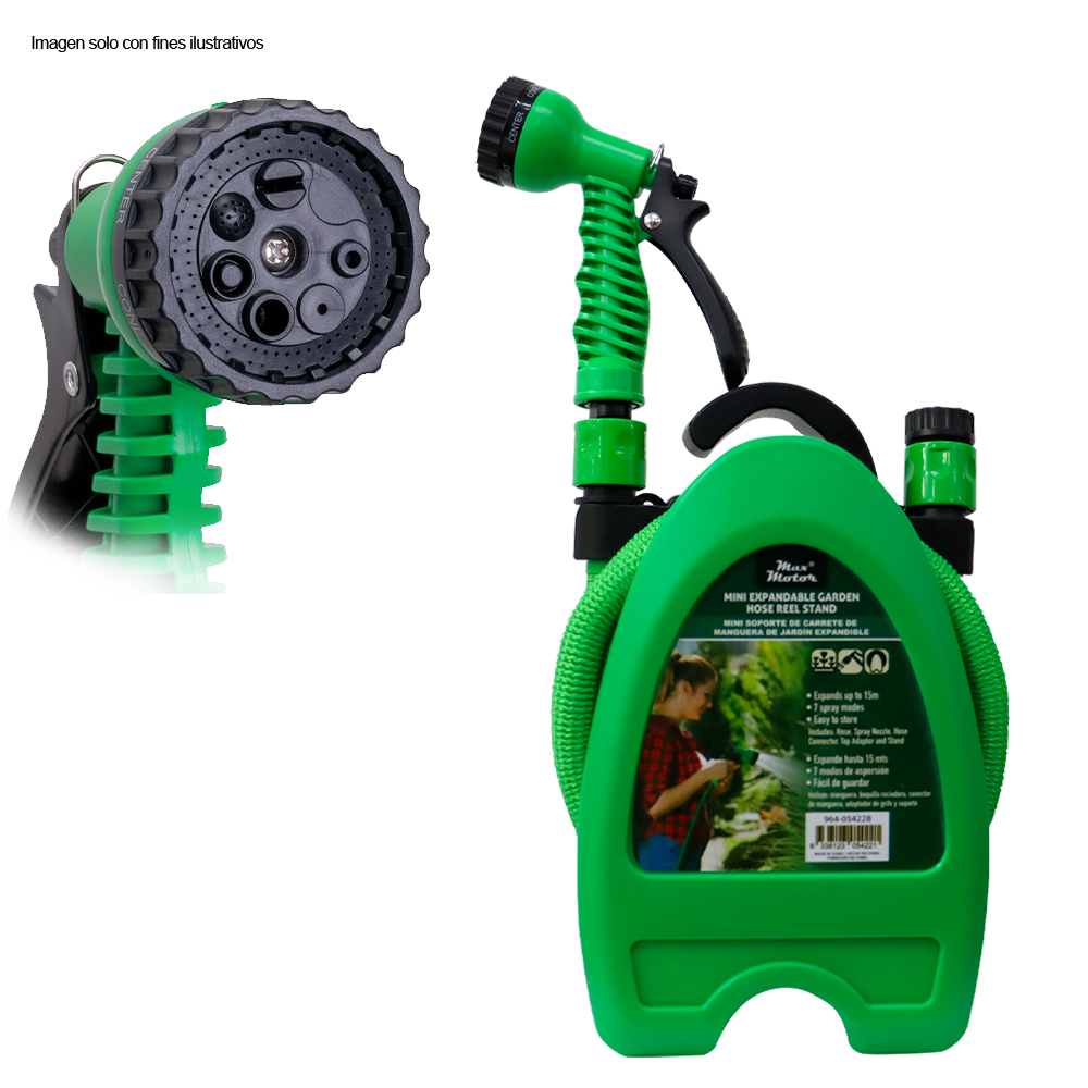 Manguera expandible 15 metros 964-05422B con mini base, color verde
