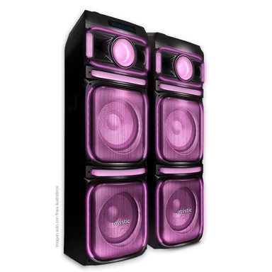 Sound max two, MYPS992U Mystic, audio con Bluetooth, Micrófono inalámbrico UHF, Radio FM, Luz LED. 200W RMS x 2