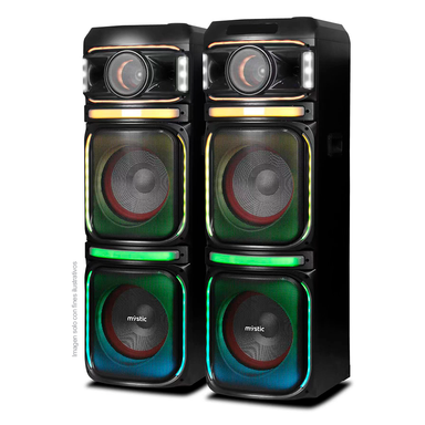 Sound max two, MYPS992U Mystic, audio con Bluetooth, Micrófono inalámbrico UHF, Radio FM, Luz LED. 200W RMS x 2