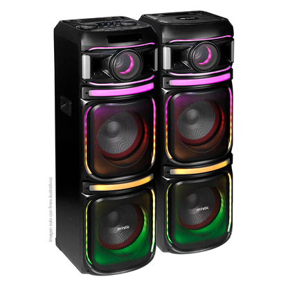 Sound max two, MYPS992U Mystic, audio con Bluetooth, Micrófono inalámbrico UHF, Radio FM, Luz LED. 200W RMS x 2
