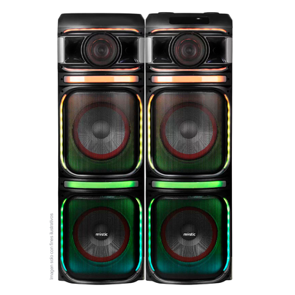 Sound max two, MYPS992U Mystic, audio con Bluetooth, Micrófono inalámbrico UHF, Radio FM, Luz LED. 200W RMS x 2