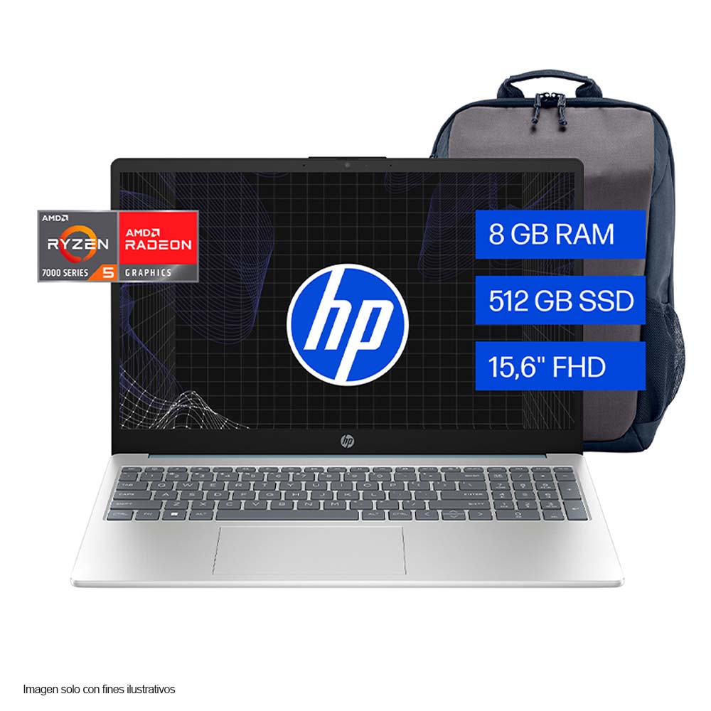 Laptop 15-fc0250la HP pantalla 15.6" Ryzen 5 7520U 8GB 512GB Windows 11