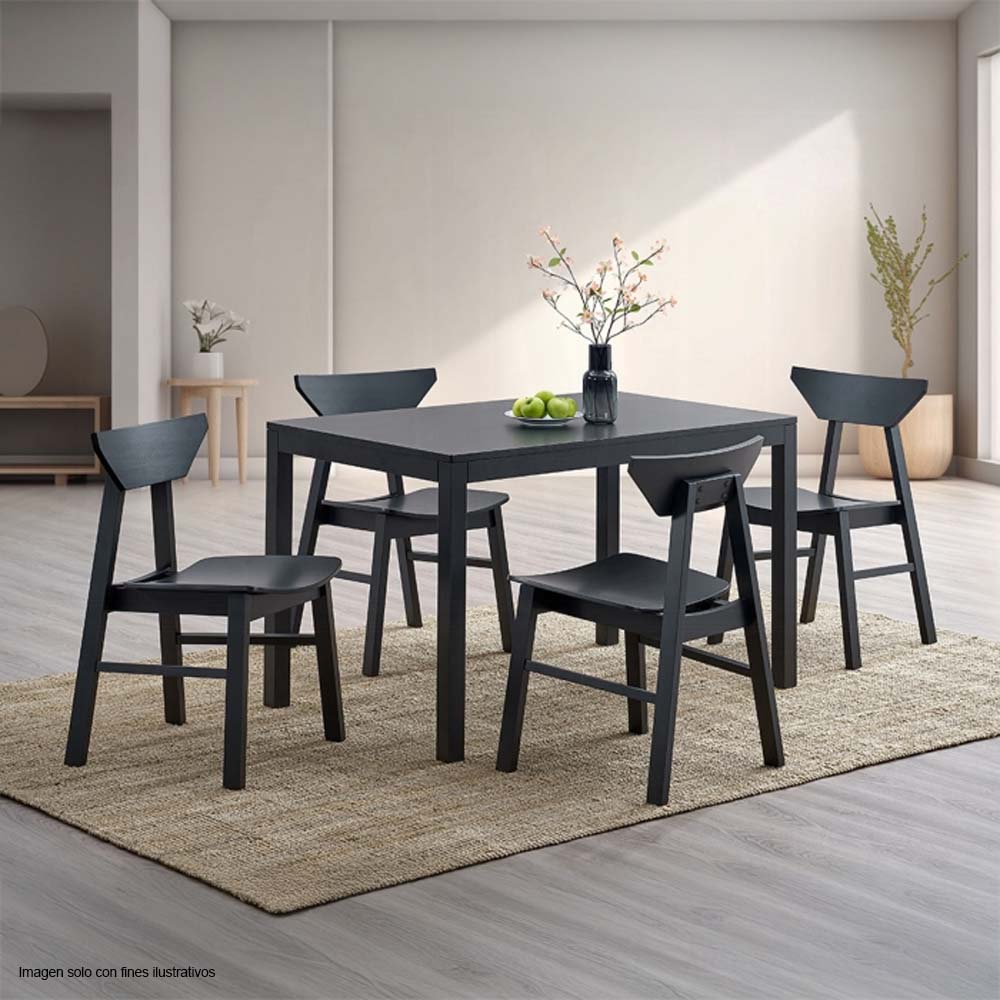 Mesa de comedor 4 puestos + silla Briar color negro