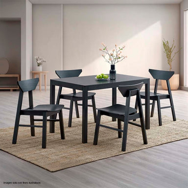 Mesa de comedor 4 puestos + silla Briar color negro