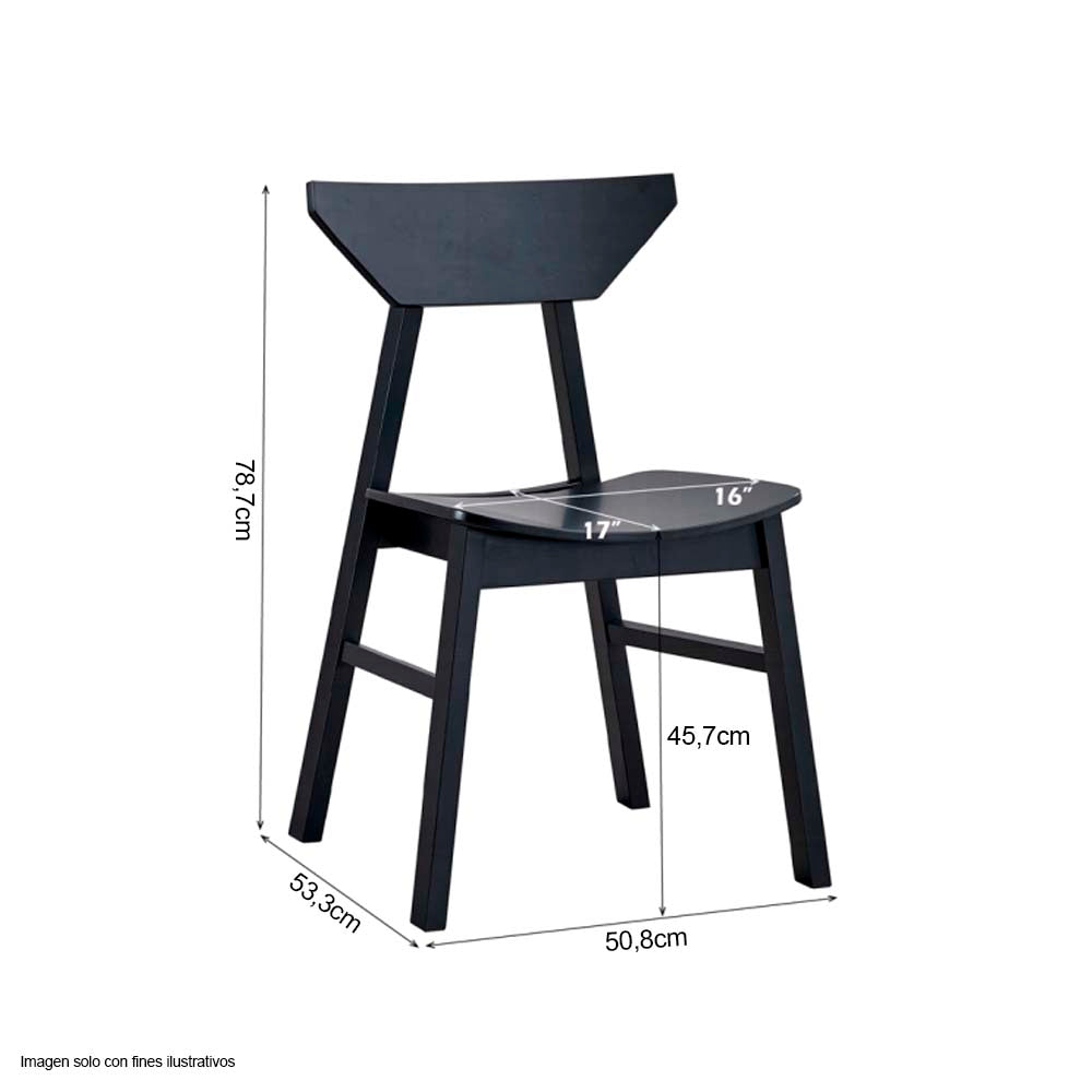 Mesa de comedor 4 puestos + silla Briar color negro