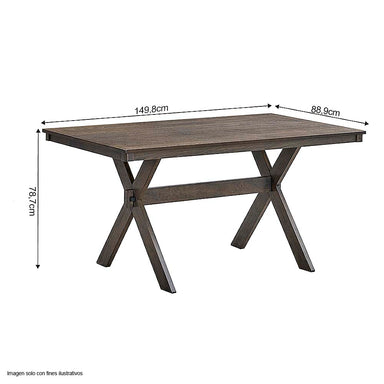 Mesa de comedor de 4 puestos + sillas Marit asiento acolchados en tela gris