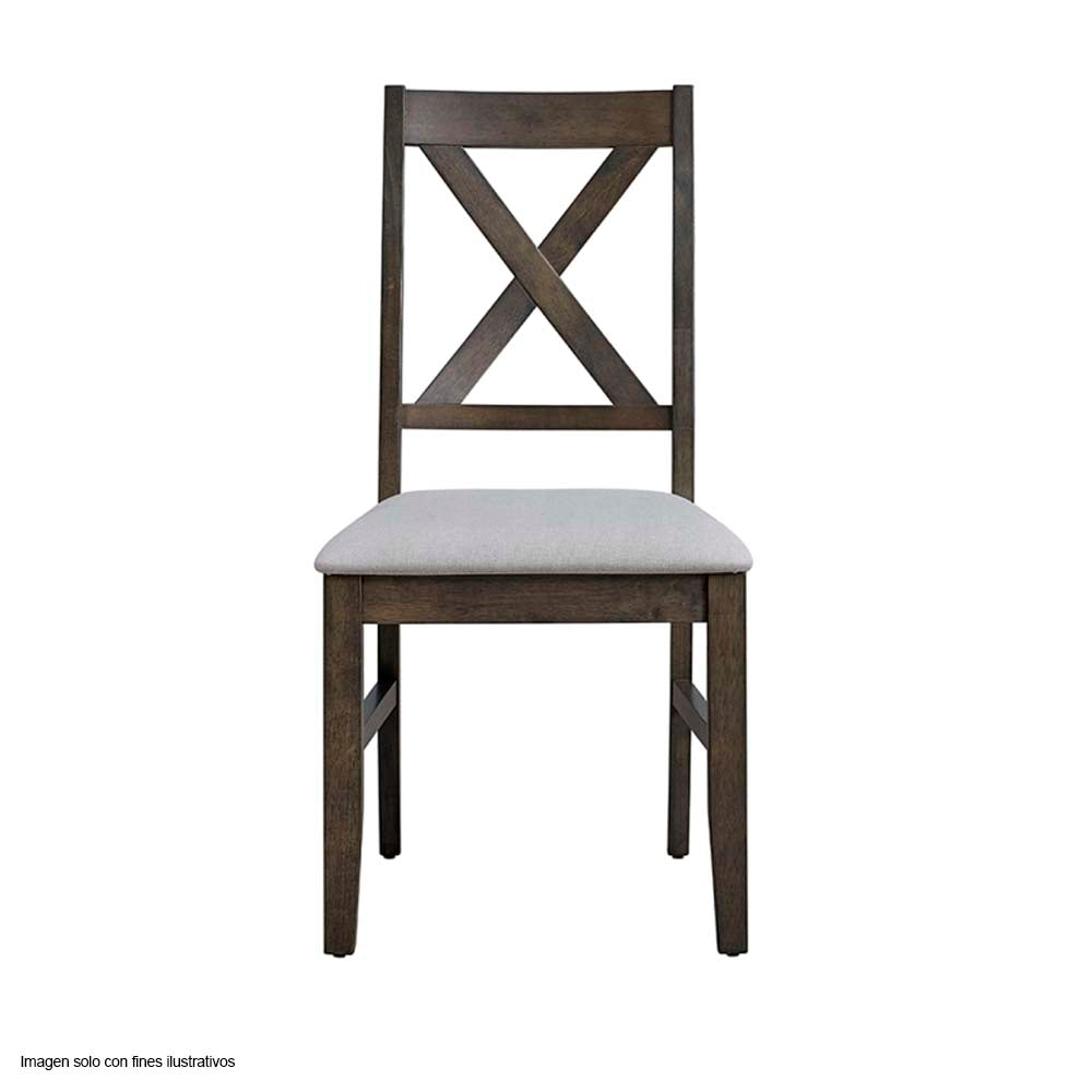 Mesa de comedor de 4 puestos + sillas Marit asiento acolchados en tela gris