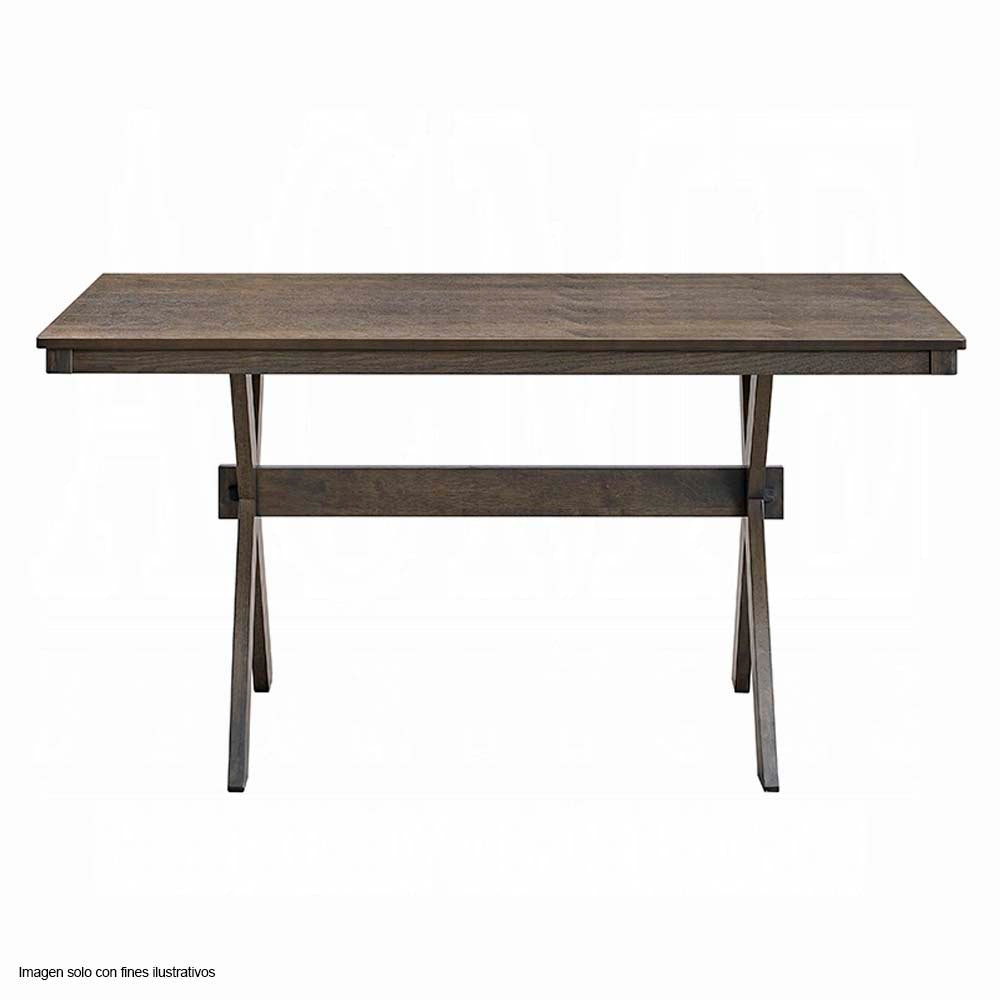 Mesa de comedor de 4 puestos + sillas Marit asiento acolchados en tela gris