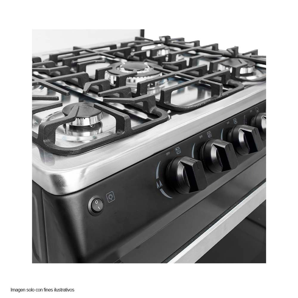 Estufa a gas 30" MY-ST5QZ850-PHEL-B Mystic 5 quemadores, encendido eléctrico de pulso