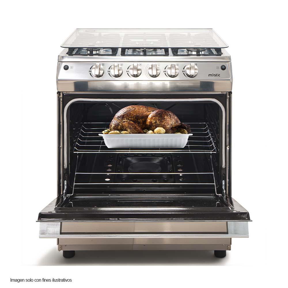 Estufa a gas de 30" MY-ST5QZ850-PHEL-SS Esmeralda Mystic 5 quemadores encendido eléctrico