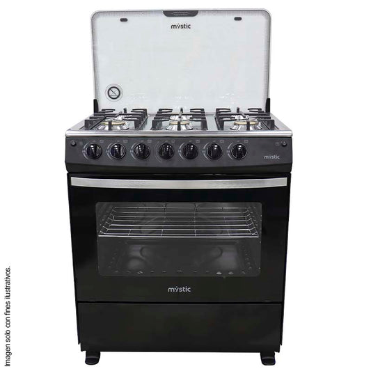 Estufa a gas 30" MY-ST6Q760-PHEL-B JADE  Mystic 6 quemadores tapa de vidrio