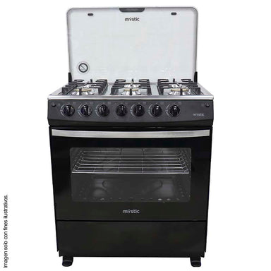 Estufa a gas 30" MY-ST6Q760-PHEL-B JADE  Mystic 6 quemadores tapa de vidrio