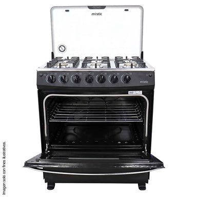 Estufa a gas 30" MY-ST6Q760-PHEL-B JADE  Mystic 6 quemadores tapa de vidrio