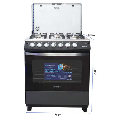 Estufa a gas 30" MY-ST6Q760-PHEL-GY Jade, 6 quemadores Mystic