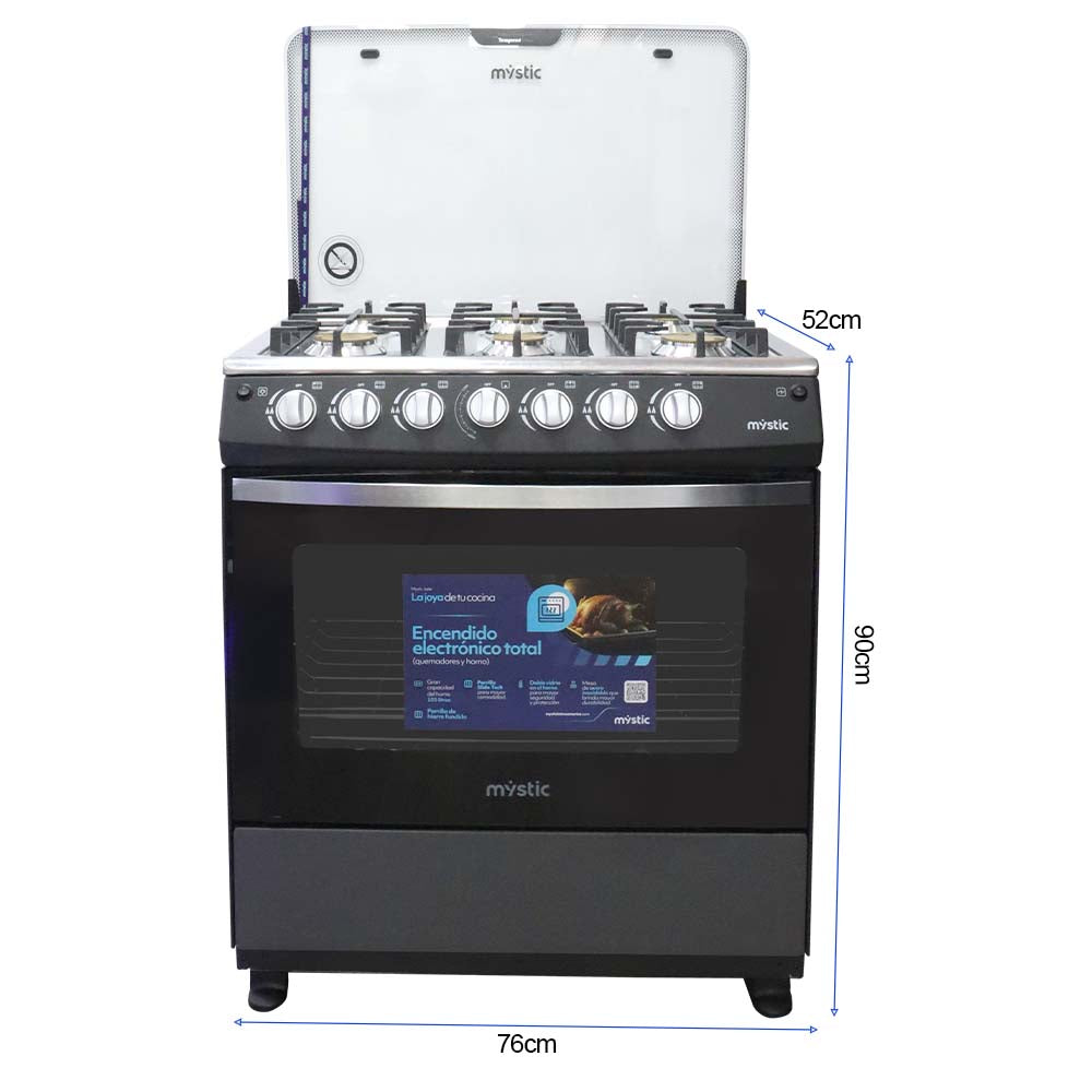 Estufa a gas 30" MY-ST6Q760-PHEL-GY Jade, 6 quemadores Mystic