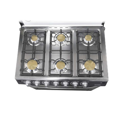 Estufa a gas 30" MY-ST6Q760-PHEL-GY Jade, 6 quemadores Mystic