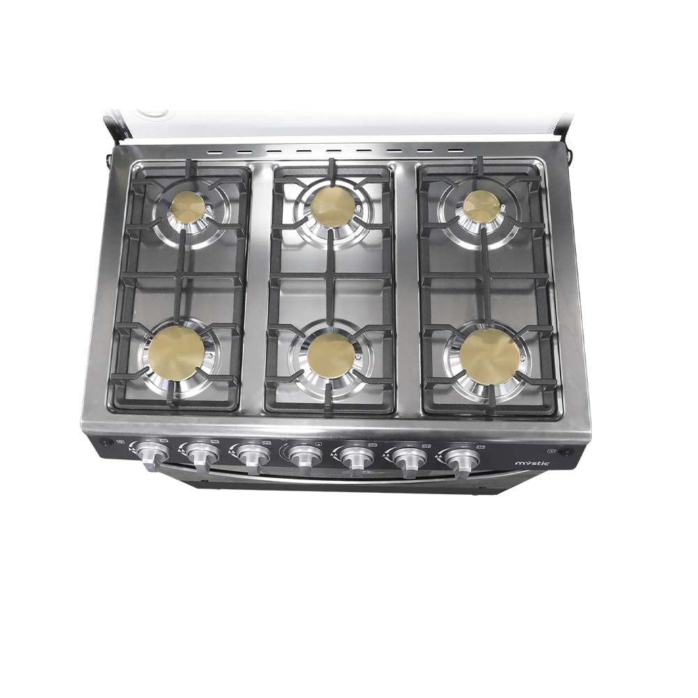 Estufa a gas 30" MY-ST6Q760-PHEL-GY Jade, 6 quemadores Mystic