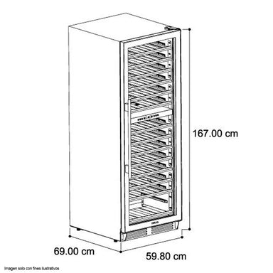 Vinera Chianti 154 de DRIJA, capacidad de 154 botellas marco delgado de acero inoxidable
