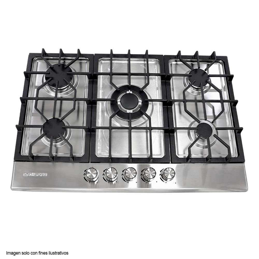 Estufa empotrable a gas de 30" NPCT-76PROKD Nisato, 5 quemadores acero inoxidable