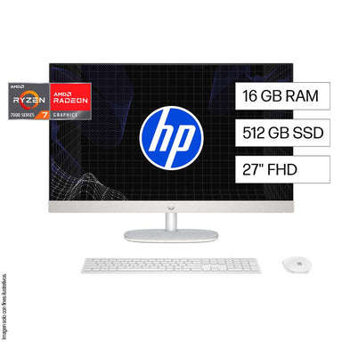 All in One HP 27-CR0275LA Pantalla 27” FHD, Ryzen 7-7730U 16GB 512GB Windows 11