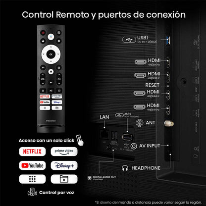 Televisor QLED Smart, 98”, 98Q6QG, Hisense, 4K Google TV